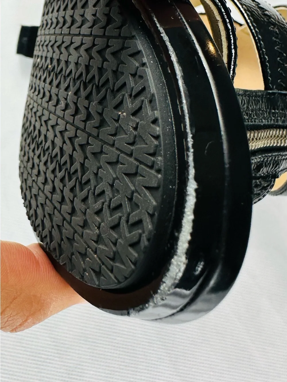 MICHAEL Michael Kors Black Patent Leather T-Strap Zip High Heels